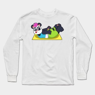 Panda at Yoga on Yoga mat Long Sleeve T-Shirt